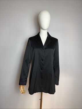 Anteprima Vintage Black Satin Evening Jacket / Blazer Dress - Made in Italy